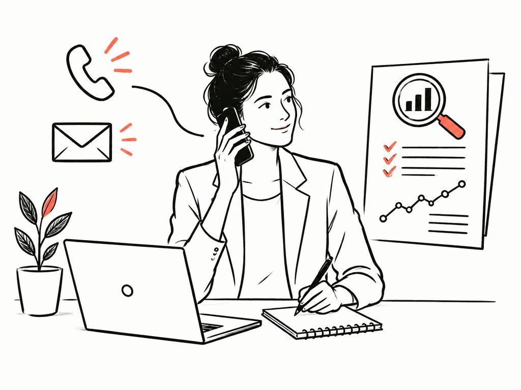 Illustration of a support specialist ready to answer questions