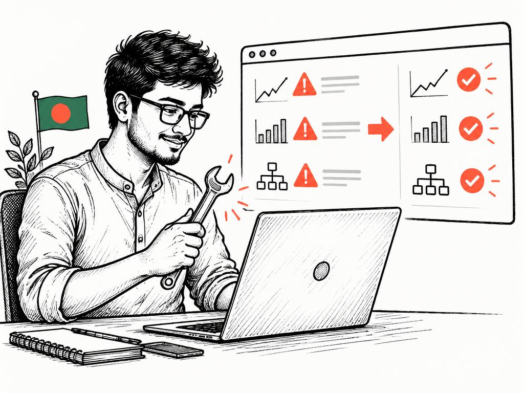 Illustration of google search console error fix work