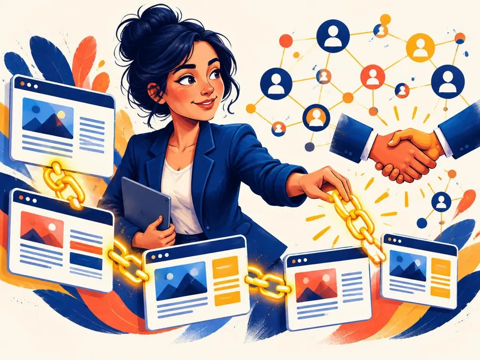 Illustration of link building and digital pr work