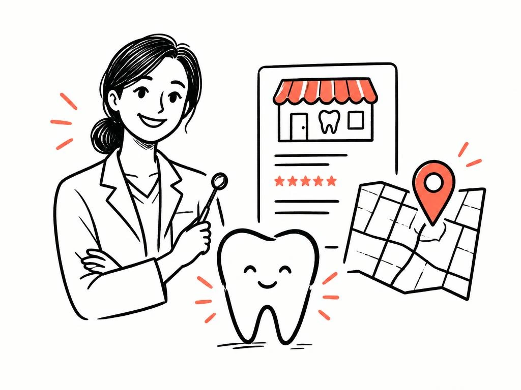 Illustration of a dentist caring for a patient